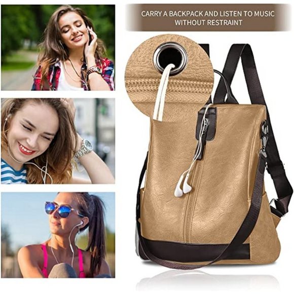 WOMEN Backpack Waterproof Anti-theft Lightweight PU Leather Fashion - Picture 5 of 7